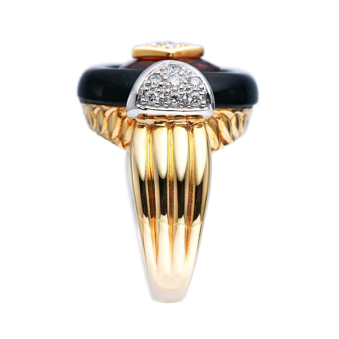 Pink Tourmaline & Onyx Ring | RX00682