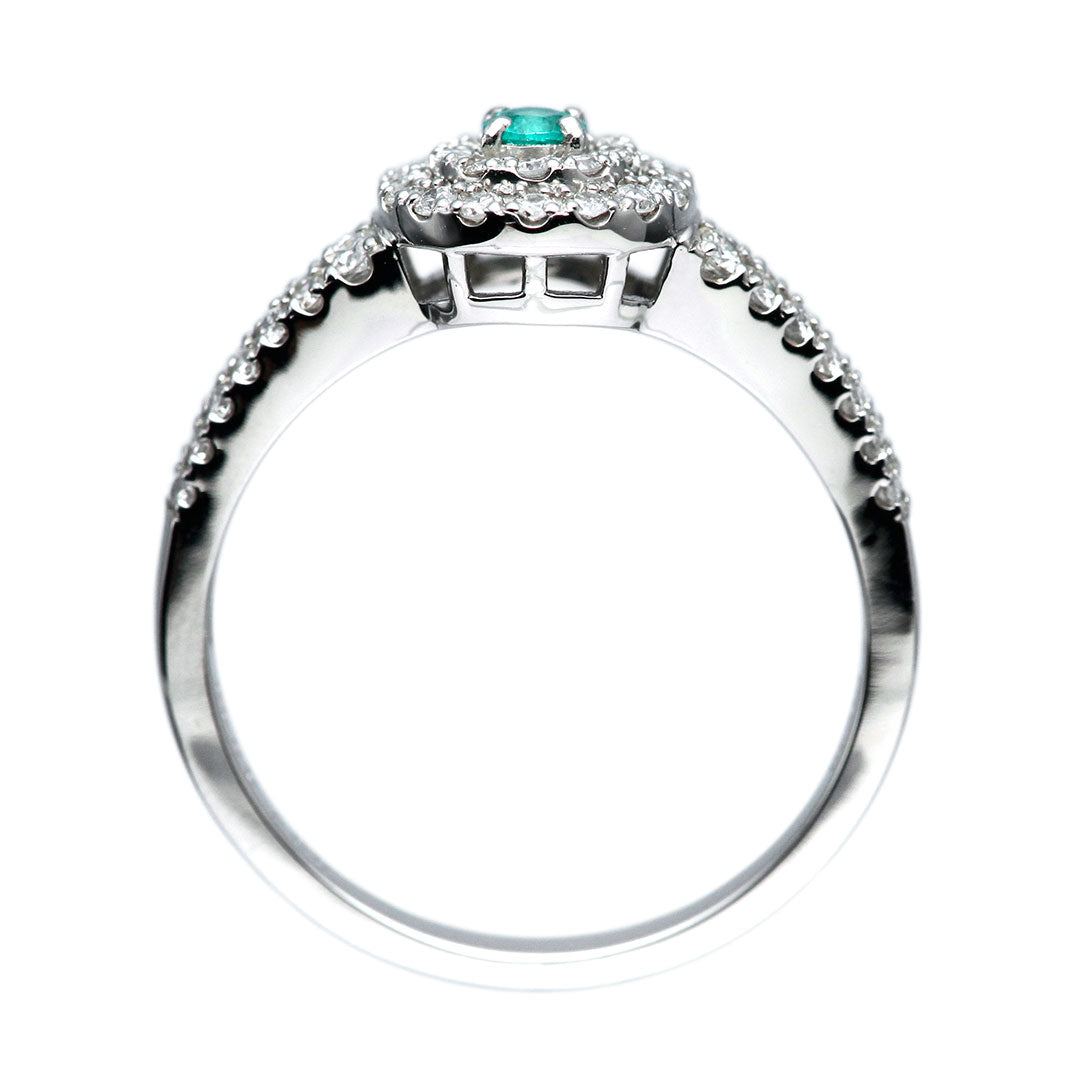 【ほんもりさん】パライバトルマリン リング3号 パライバトルマリン0.03ct＆ダイヤモンド取り巻きPT900フラワー