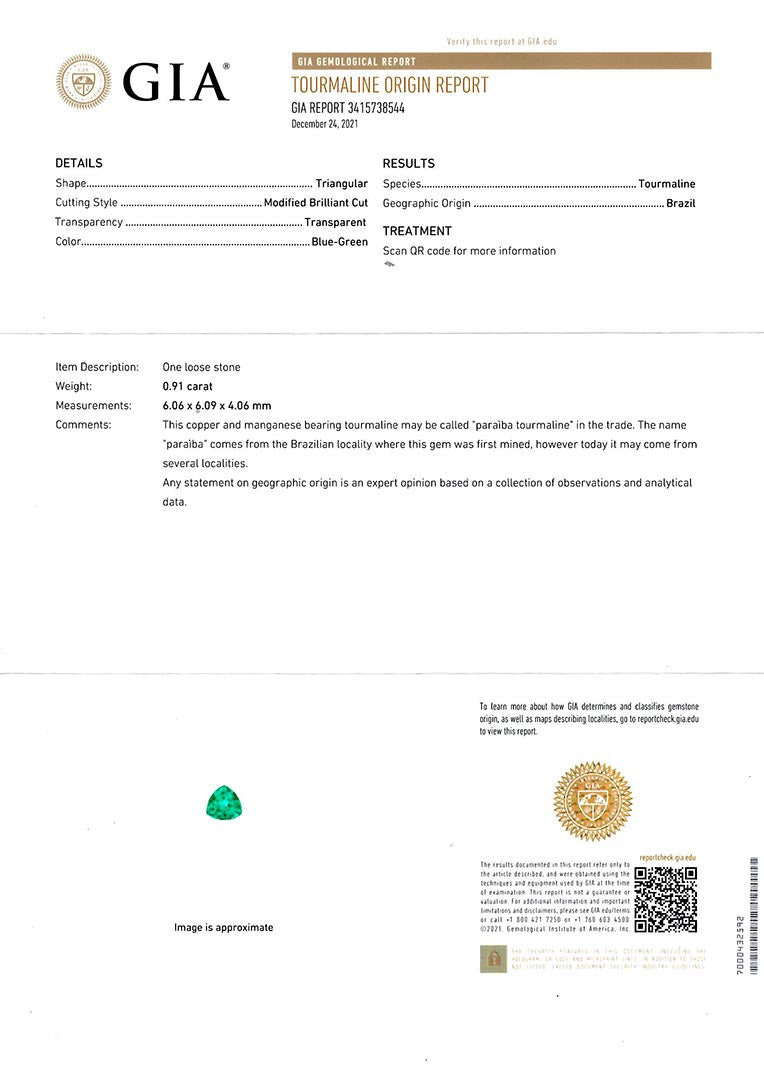 Paraiba tourmaline (Brazil) loose stone<br>0.91ct ｜ TAK0202