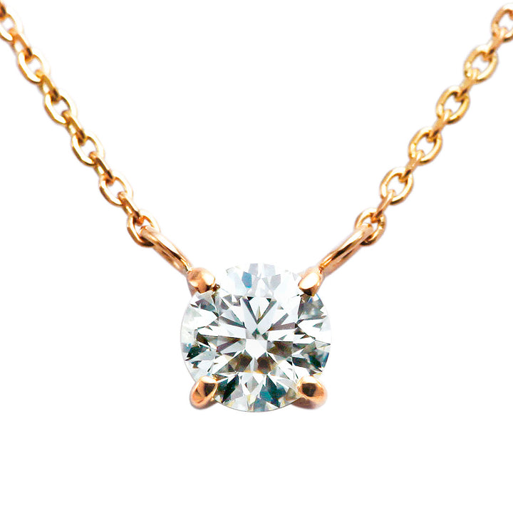 ピンクゴールド製 4本爪エンゲージネックレス ｜ あずきチェーン(VGG144525)