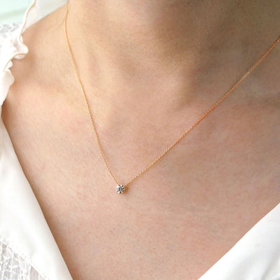 <tc>Pink gold 4 prongs engagement necklace | Oval link chain (VGG144525)</tc>