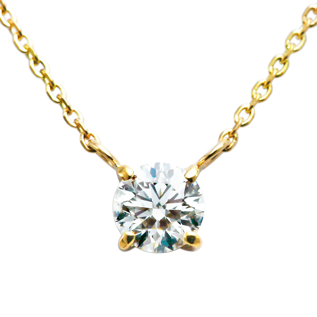 Yellow Gold 4-prong engagement necklace | Azuki chain (VKG144525)