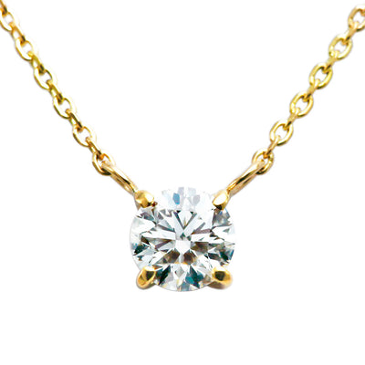 Yellow Gold 4-prong engagement necklace | Azuki chain (VKG144525)