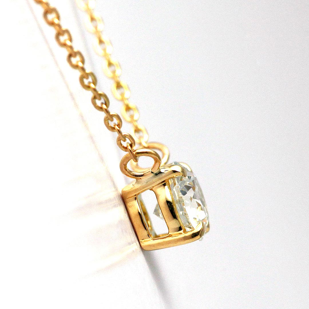 Yellow Gold 4-prong engagement necklace | Azuki chain (VKG144525)