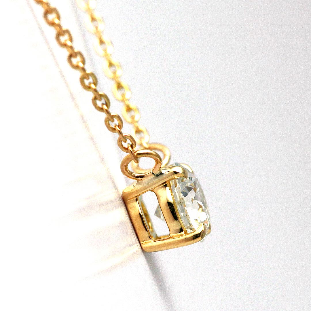 <tc>Yellow gold 4 Prongs engagement necklace | Oval link chain (VKG144525)</tc>