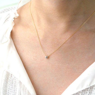 Yellow Gold 4-prong engagement necklace | Azuki chain (VKG144525)
