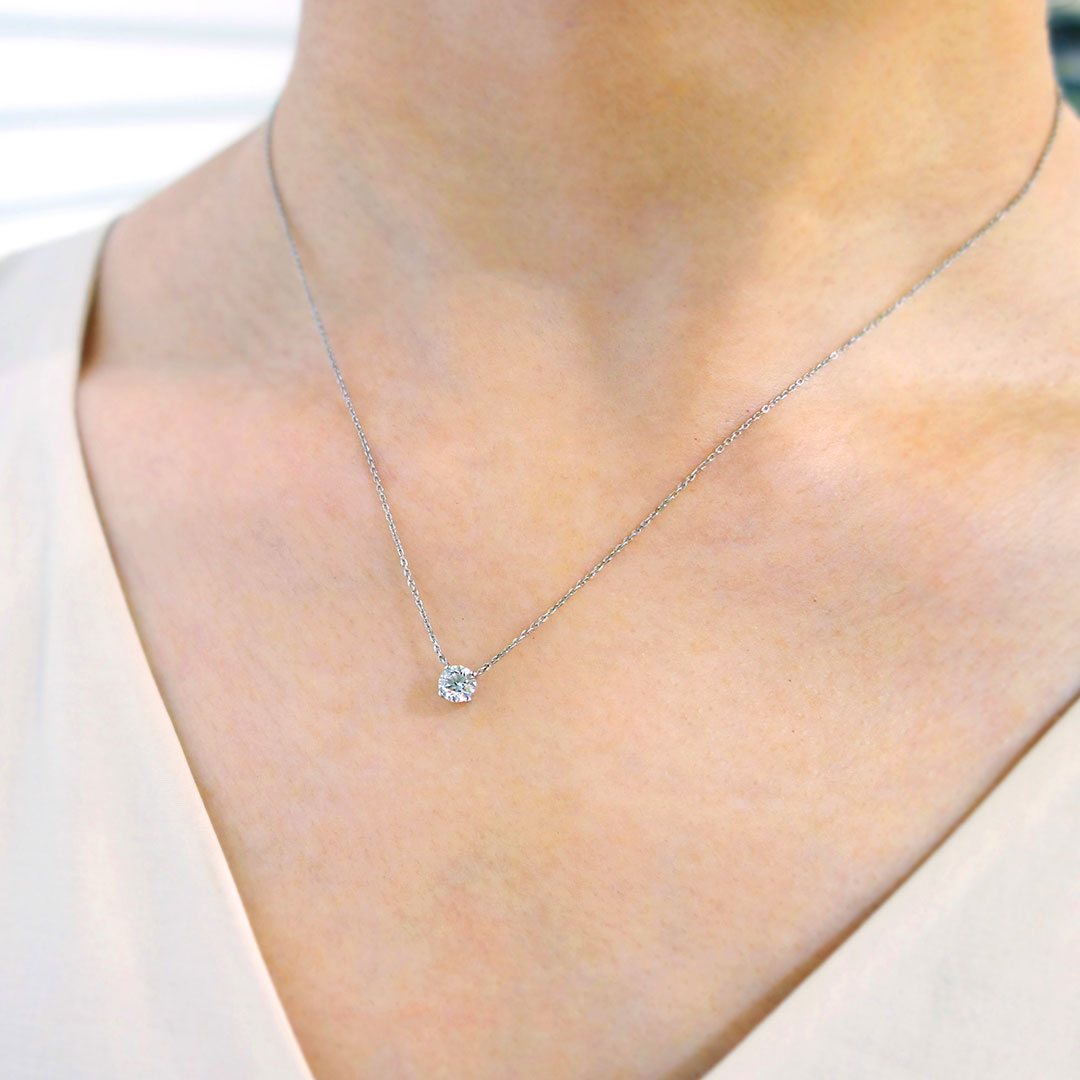 Platinum 4-prong engagement necklace | Azuki chain (VPG144525)