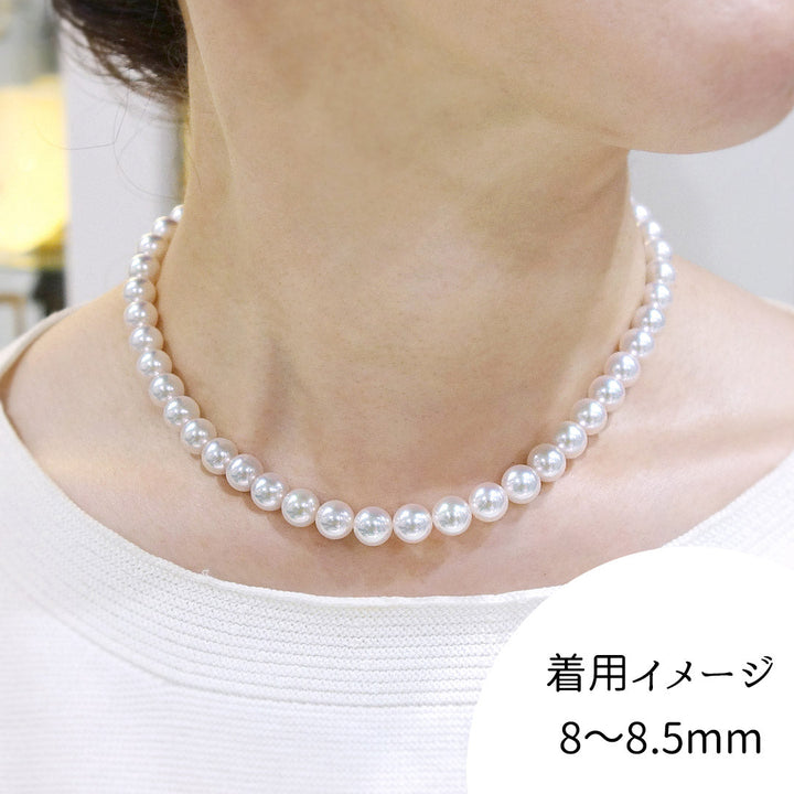 <tc>Untoned Aurora Hanadama Akoya Pearl Necklace(with Paired pearls) ｜ 8.0 ～ 8.5mm ｜ NJ04294</tc>
