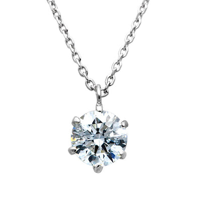 Platinum 6 prong engagement necklace | Azuki chain