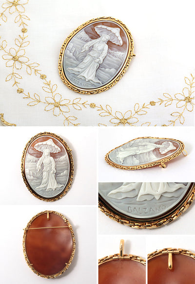 Shell cameo brooch (also used as a pendant top) ｜ BX00239