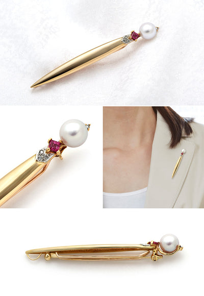Pearl & Ruby Brooch | BX00512