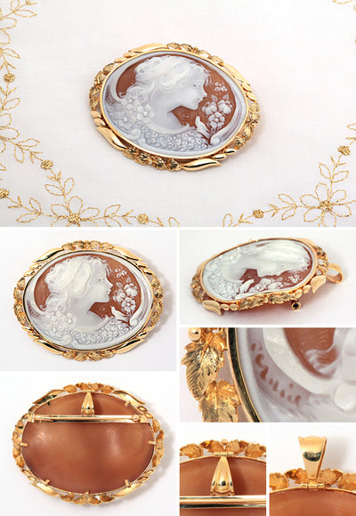 Shell cameo brooch (also used as a pendant top) ｜ BX00869