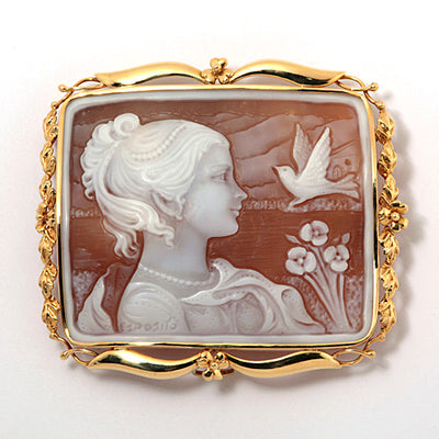 Shell cameo brooch (also used as a pendant top) ｜ BX00998