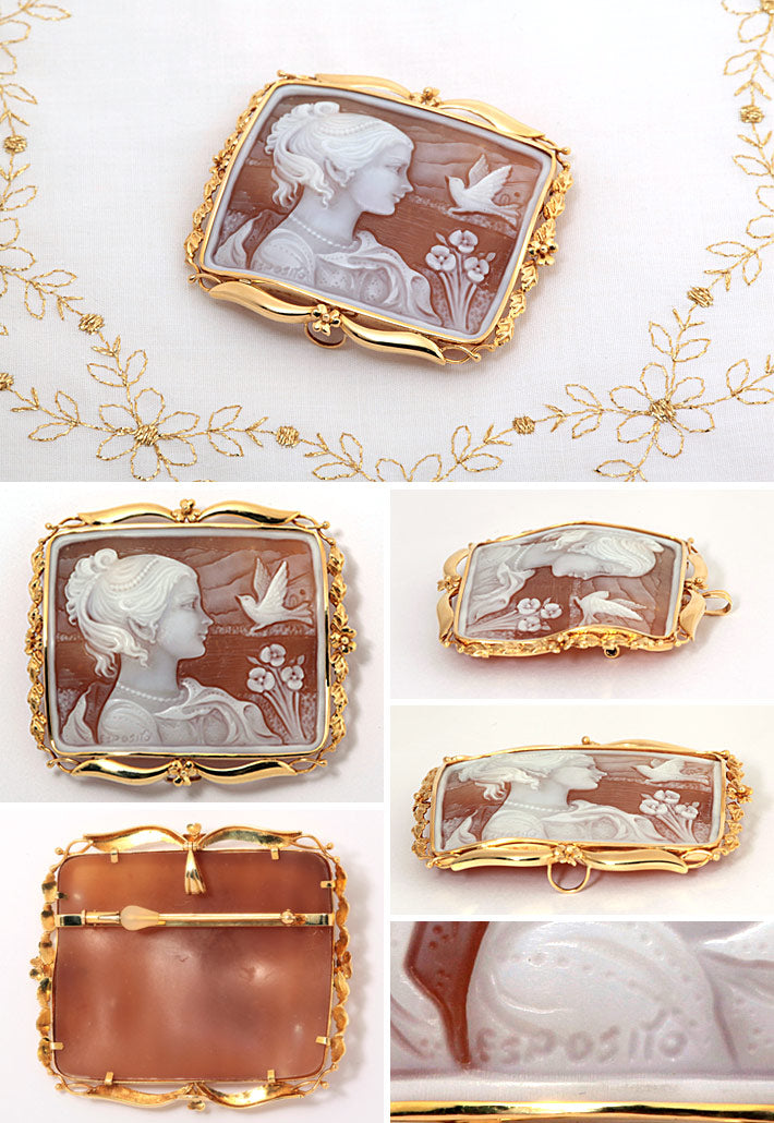 Shell cameo brooch (also used as a pendant top) ｜ BX00998