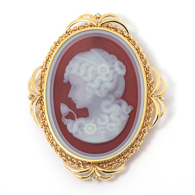 Agate cameo brooch (also for pendant top) | BX01064