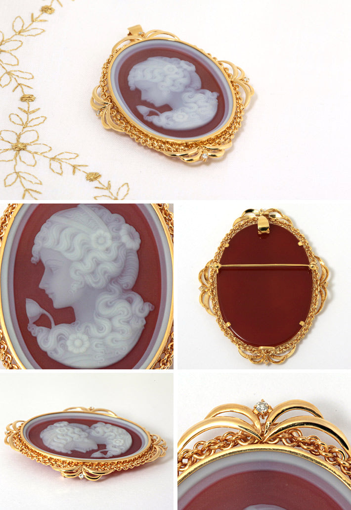 Agate cameo brooch (also for pendant top) | BX01064