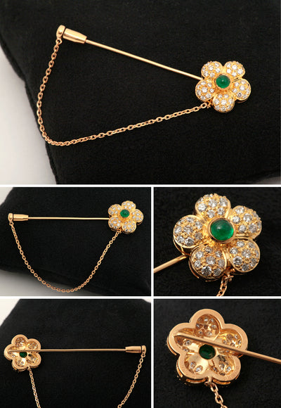 Emerald & Diamond Lapel Pin ｜ BX01218