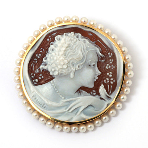 Shell cameo brooch (also used as a pendant top) ｜ BX01342