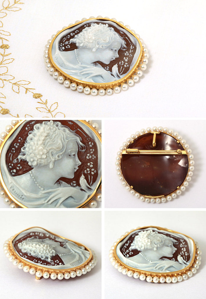 Shell cameo brooch (also used as a pendant top) ｜ BX01342