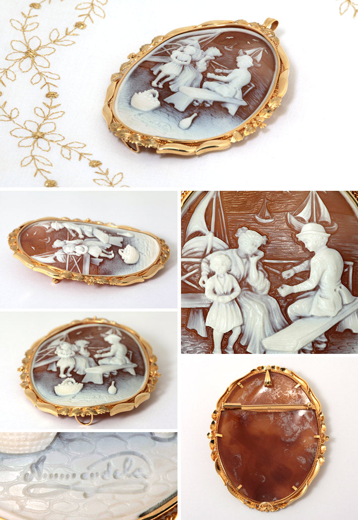 Shell cameo brooch (also used as a pendant top) ｜ BX01401