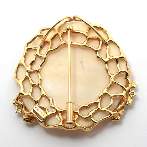 Conch pink shell cameo brooch (for pendant top) | BX01611