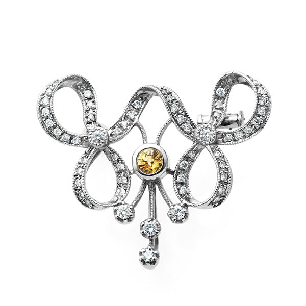 Yellow sapphire & diamond brooch (also used as pendant top) ｜ BX01653