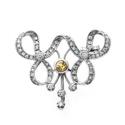 Yellow sapphire & diamond brooch (also used as pendant top) ｜ BX01653