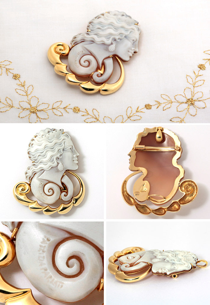 Shell cameo brooch (also used as a pendant top) ｜ BX01683