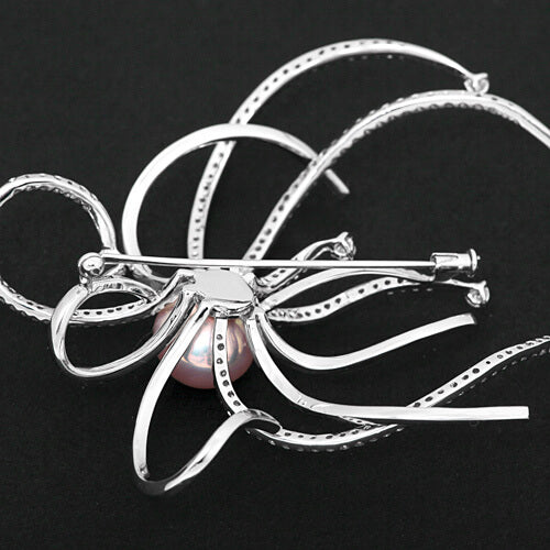 Freshwater Pearl & Diamond Brooch ｜ BX01767
