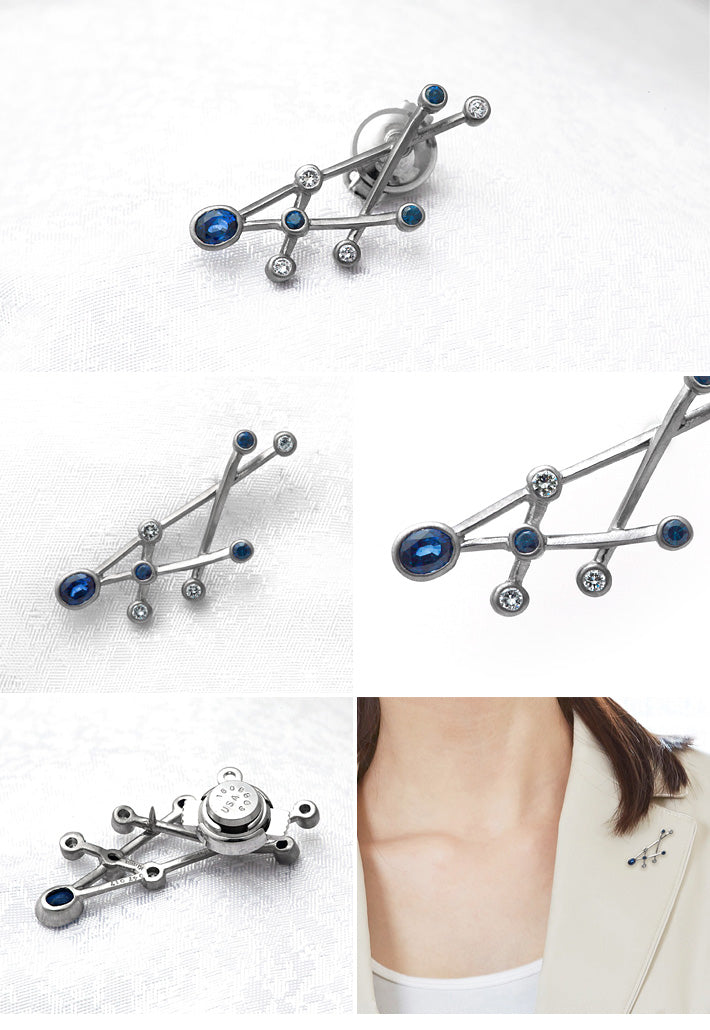 サファイア＆ダイヤモンド タックピンブローチ ｜ BX01835