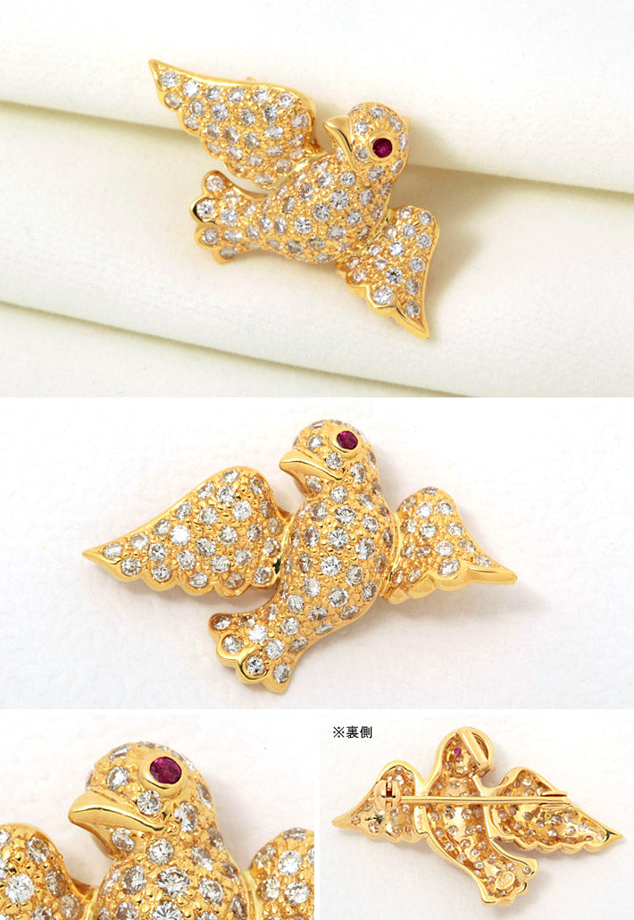 ダイヤモンド＆ルビー タックピンブローチ ｜ BX01881