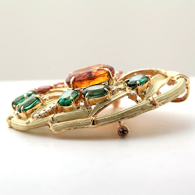 Citrine & Tourmaline Brooch (also used as pendant top) ｜ BX01935