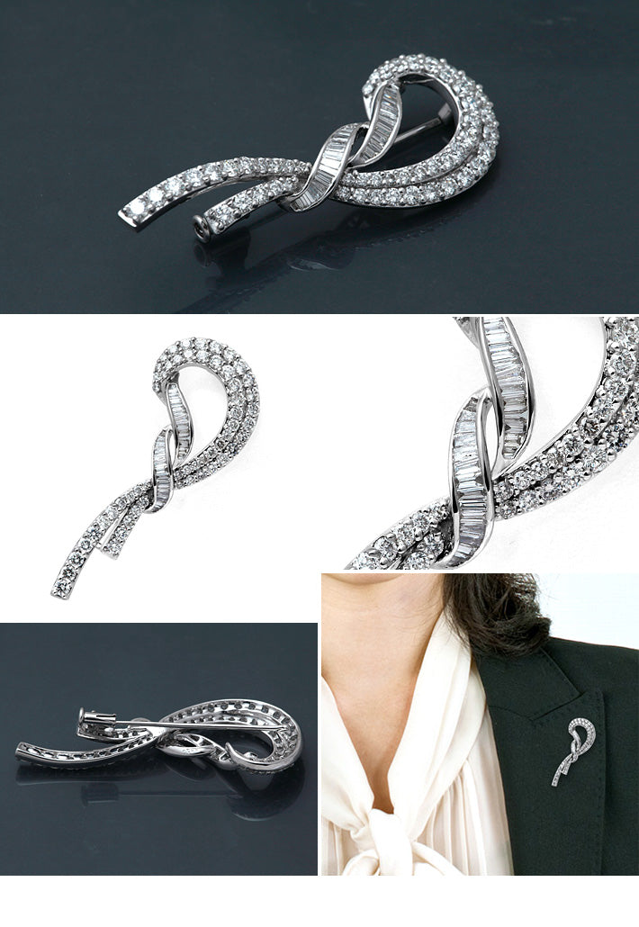 ダイヤ ブローチ ダイヤ0.15ct チャーム:約W42xH44mm 16.3g レディース 中古A品 ダイヤモンド ネックレス 一粒 0.4ct D VS2 3EX H\u0026C プラチナ 中央宝石