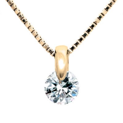 <tc>Pink Gold Single Prong Engagement Necklace | Box chain(VGN4507)</tc>