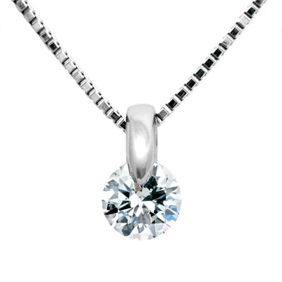 <tc>Platinum single prong engagement necklace | Box chain(VPN4507)</tc>
