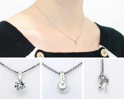 <tc>Platinum single prong engagement necklace | Box chain(VPN4507)</tc>