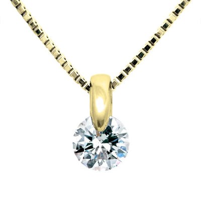 Yellow Gold Single Prong Engagement Necklace | Box chain(VKN4507)