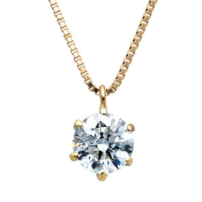 <tc>Pink gold 6 prong engagement necklace | Box Chain(VGG4507)</tc>