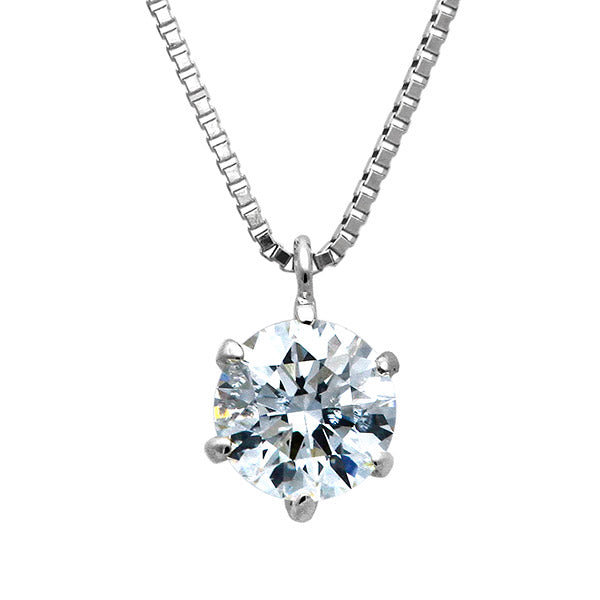Platinum 6 prong engagement necklace | Venetian chain