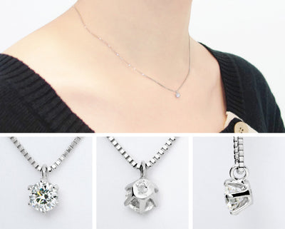 <tc>Platinum 6 prong engagement necklace | Box chain(VPG4507)</tc>