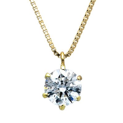 <tc>Yellow Gold 6 Prong Engagement Necklace | Box chain(VKG4507)</tc>