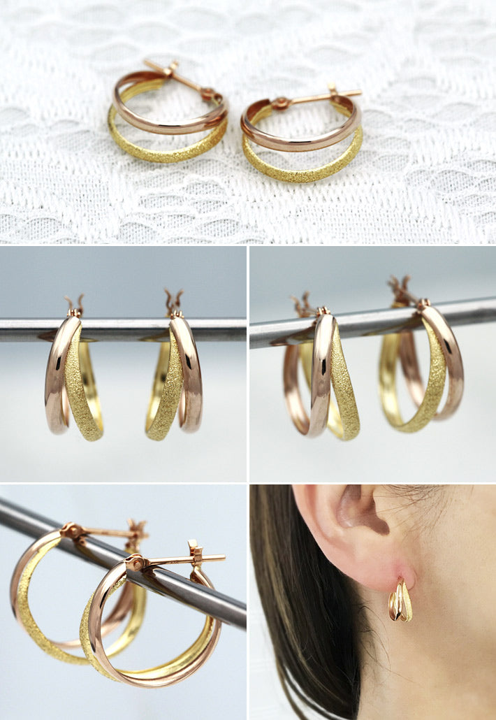 Yellow Gold x Pink Gold Earrings ｜ EP03293
