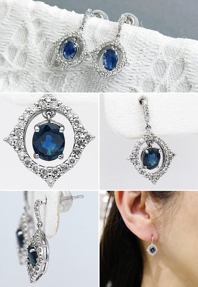 Royal Blue Sapphire Earrings ｜ EP03304