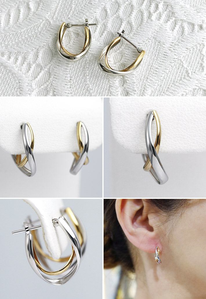 Yellow Gold x White Gold Earrings ｜ EP03334