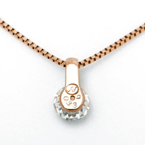 <tc>Pink Gold Single Prong Engagement Necklace | Box chain(VGN4507)</tc>