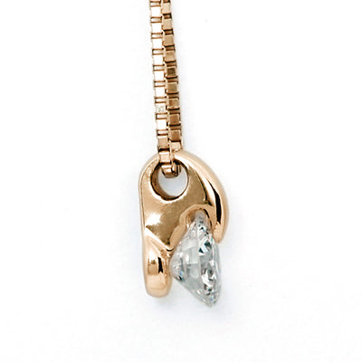 <tc>Pink Gold Single Prong Engagement Necklace | Box chain(VGN4507)</tc>