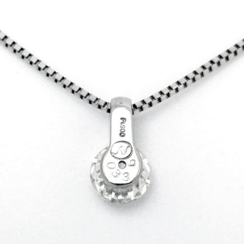 <tc>Platinum single prong engagement necklace | Box chain(VPN4507)</tc>