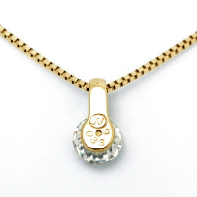 Yellow Gold Single Prong Engagement Necklace | Box chain(VKN4507)