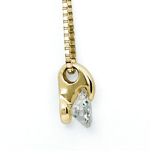 Yellow Gold Single Prong Engagement Necklace | Box chain(VKN4507)