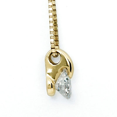 Yellow Gold Single Prong Engagement Necklace | Box chain(VKN4507)